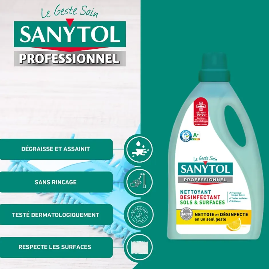 Sanytol Nettoyant désinfectant sols et surfaces citron 5L Best
