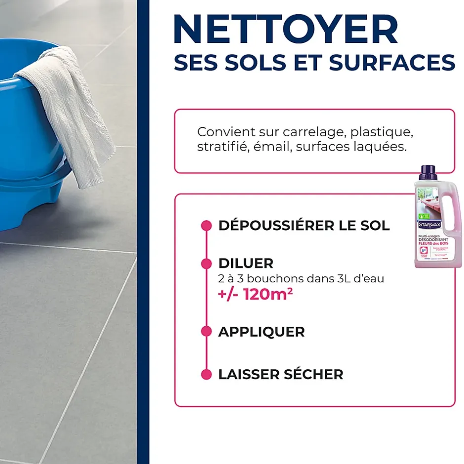 Starwax Nettoyant désodorisant multi-usages senteur fleur des bois 1L Outlet