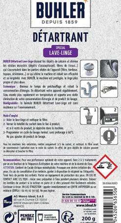 BUHLER Nettoyant détartrant lave-linge 200g