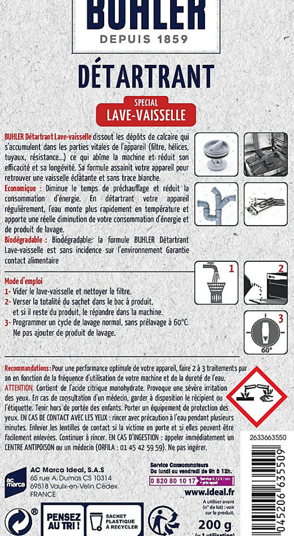 Buhler Nettoyant détartrant lave-vaisselle 200g
