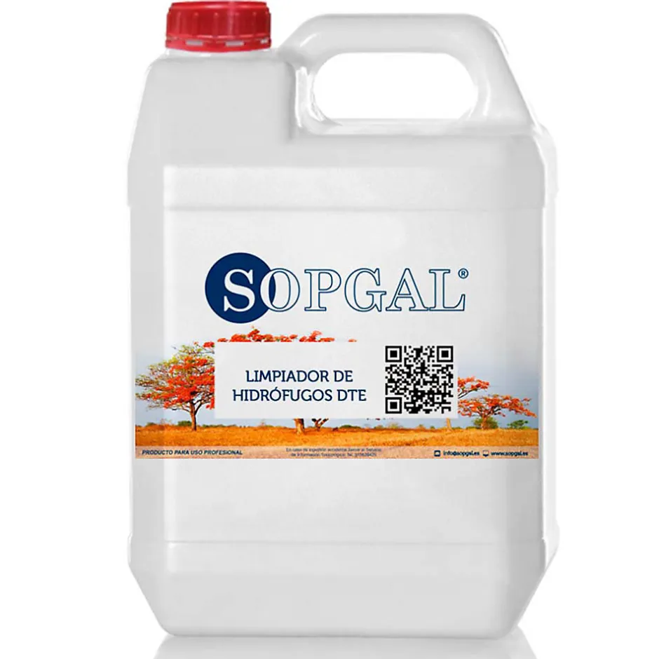 Sopgal Nettoyant hydrofuge (5L) pour grès, pierre et béton. Élimine taches et les éclaboussures d'hydrofuges sur les surfaces poreuses