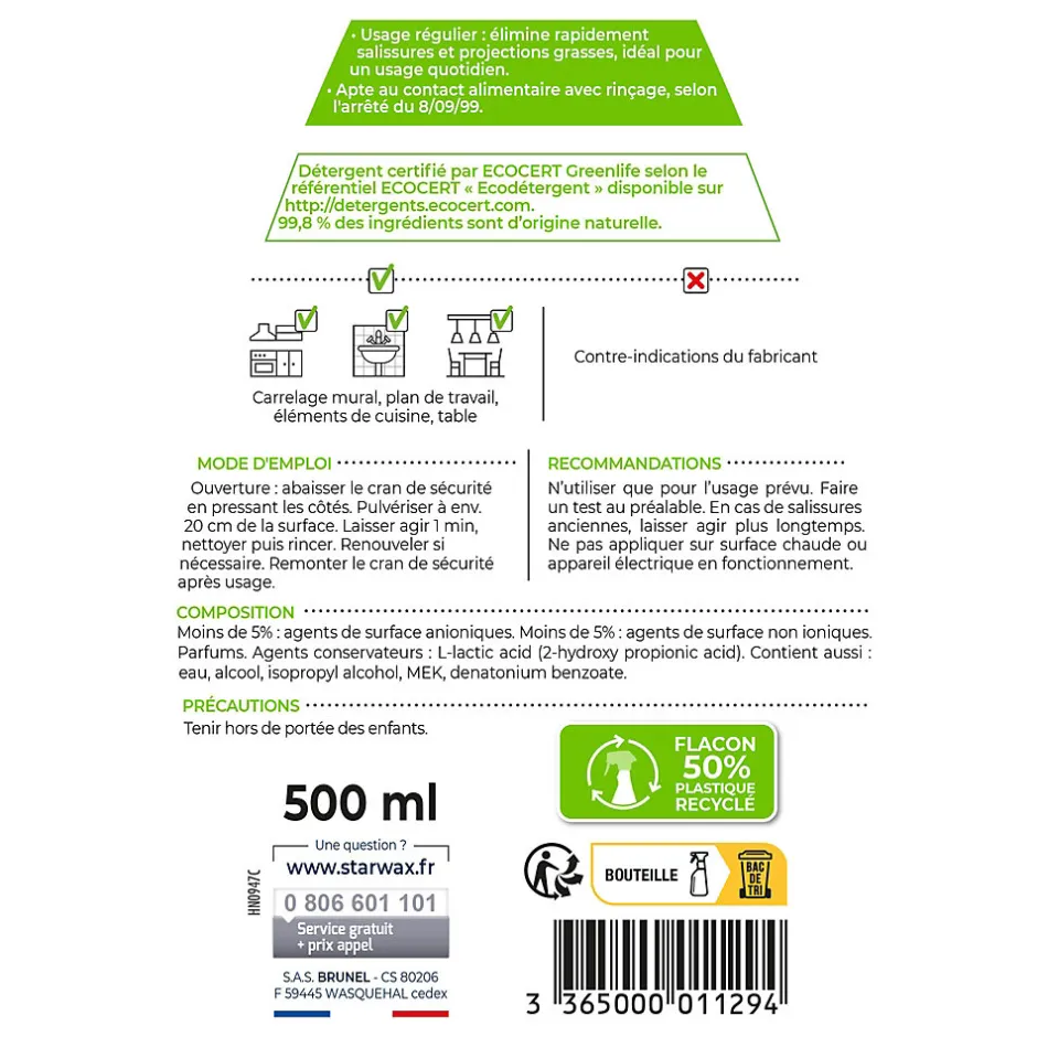 Starwax Nettoyant multi-usages à l'alcool ménager SoluVert 500ml