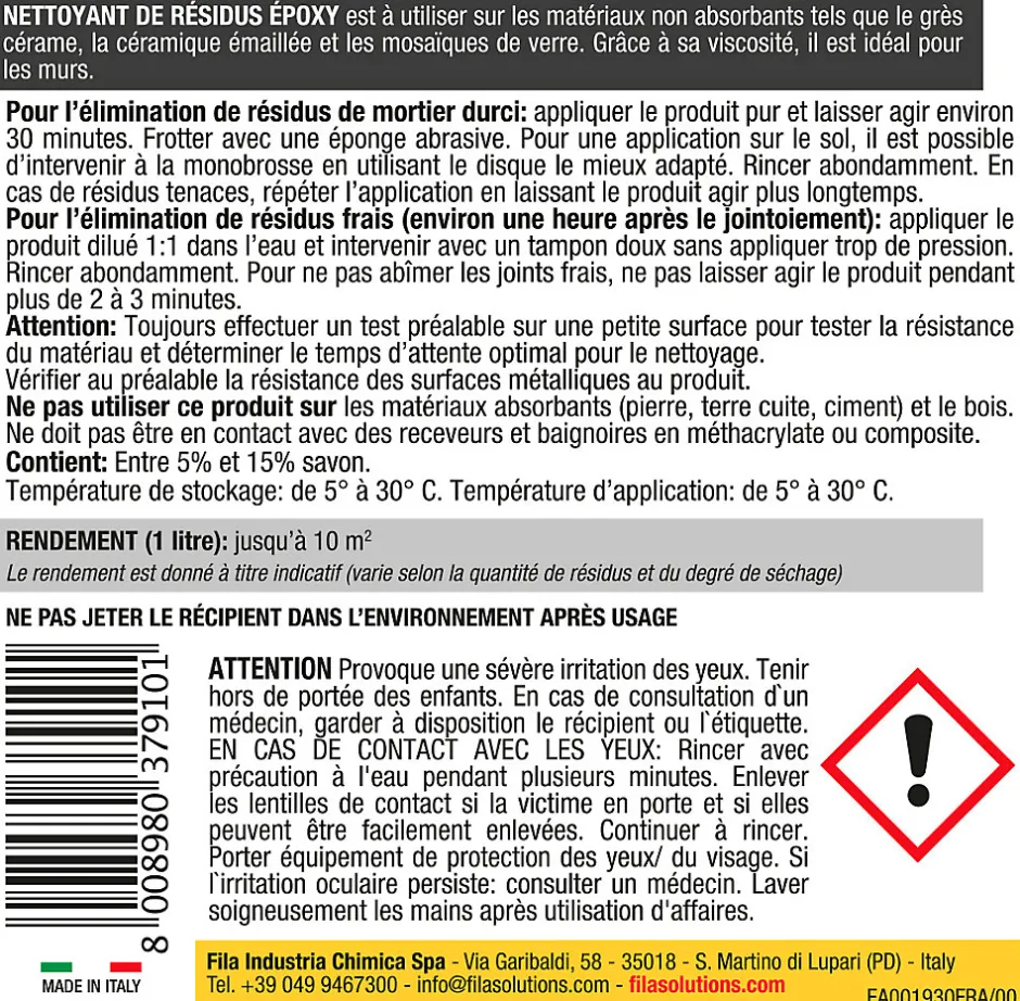 Fila Nettoyant résidus époxy 1L intérieur et extérieur
