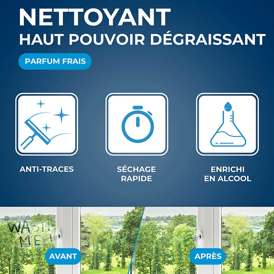 Starwax Nettoyant spécial vitres anti-traces à l'alcool 1L