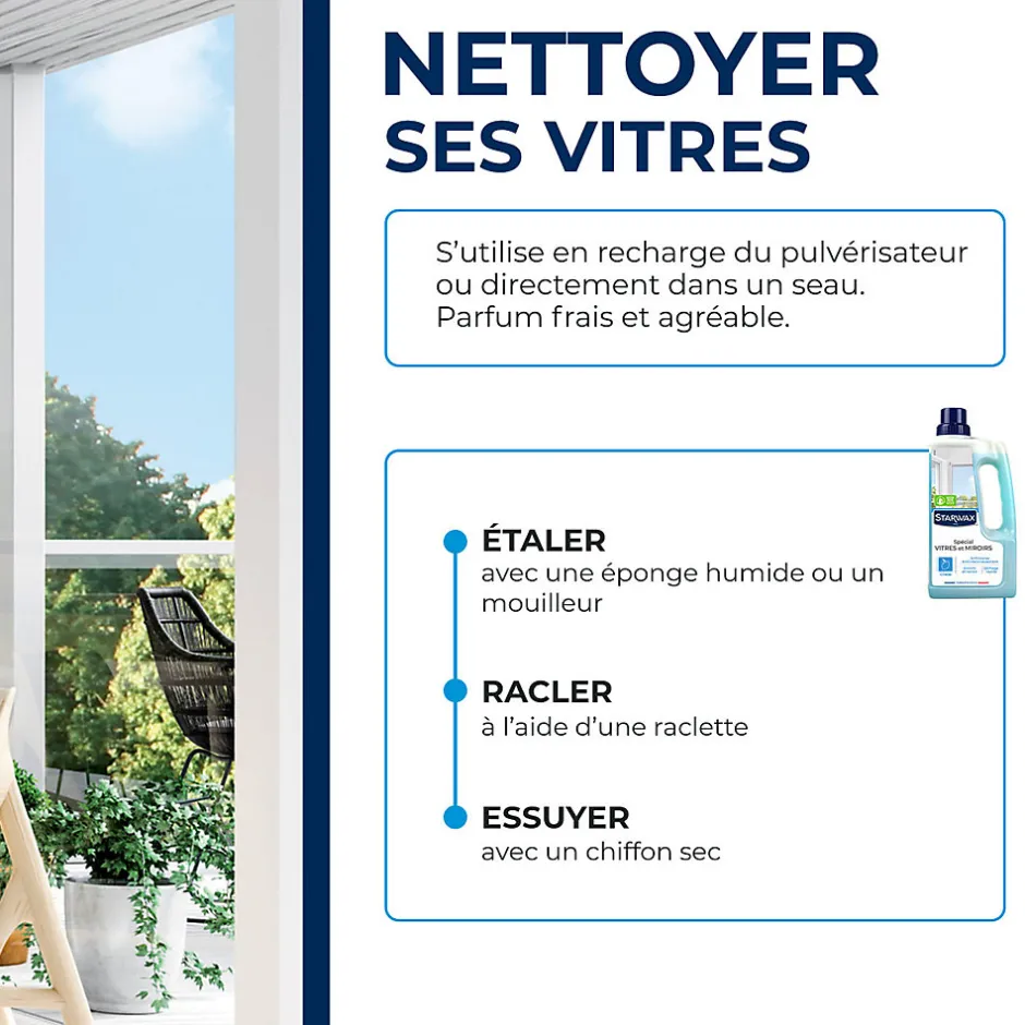 Starwax Nettoyant spécial vitres anti-traces à l'alcool 1L