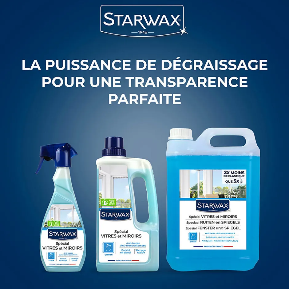 Starwax Nettoyant spécial vitres anti-traces à l'alcool 1L