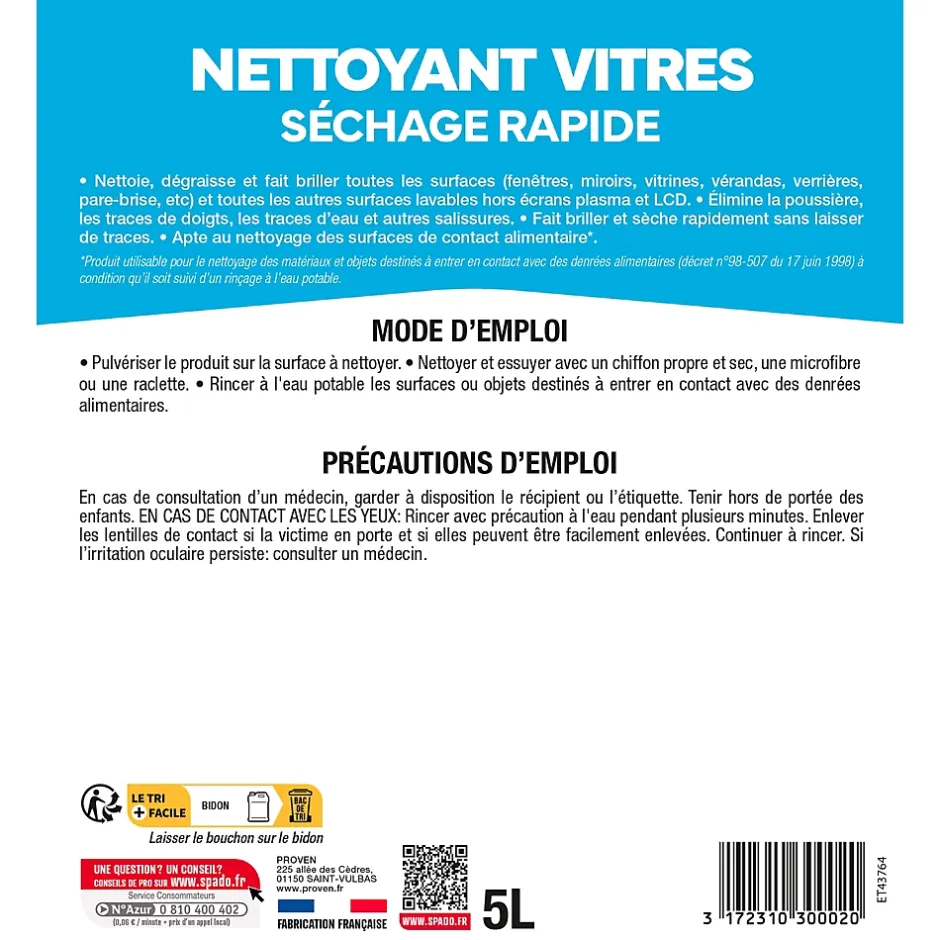 Spado Nettoyant vitres - séchage rapide 5L Sapdo Best