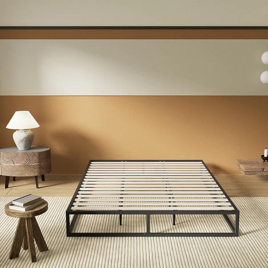 November Sleep Lit 120 x 190 cm - Cadre en acier - Lattes en bois