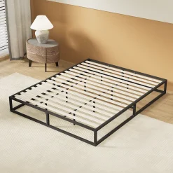 November Sleep Lit 140 x 190 cm - Cadre en acier - Lattes en bois Discount