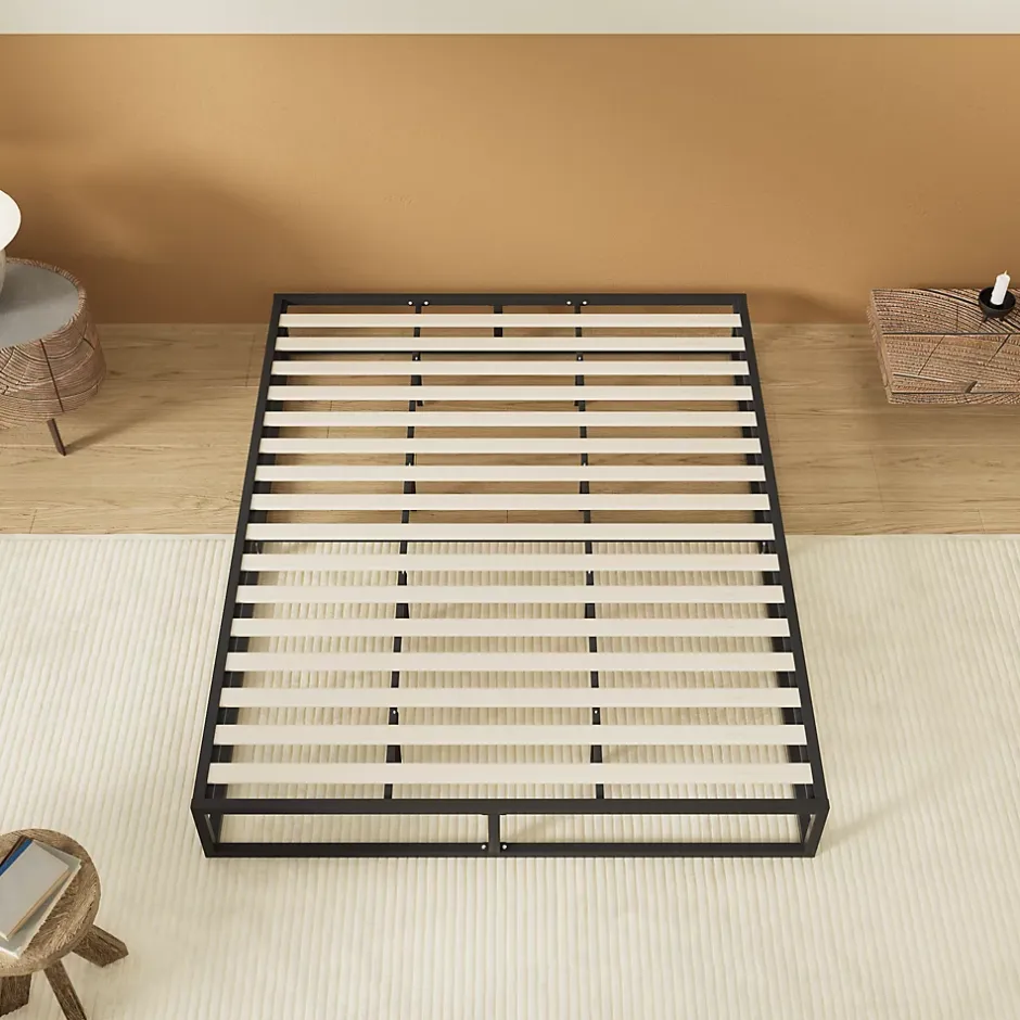 November Sleep Lit 140 x 190 cm - Cadre en acier - Lattes en bois Discount