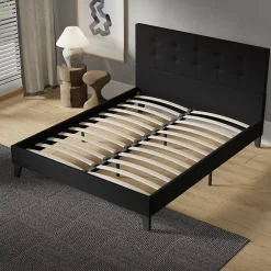 November Sleep Lit 140x200 cm avec tête de lit tissu noir Hot