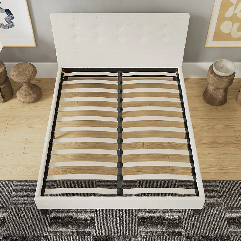 November Sleep Lit 140x200 cm avec tête de lit tissu lin