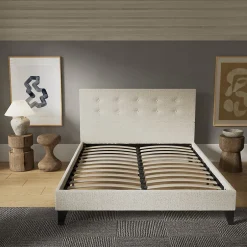 November Sleep Lit 140x200 cm avec tête de lit tissu lin