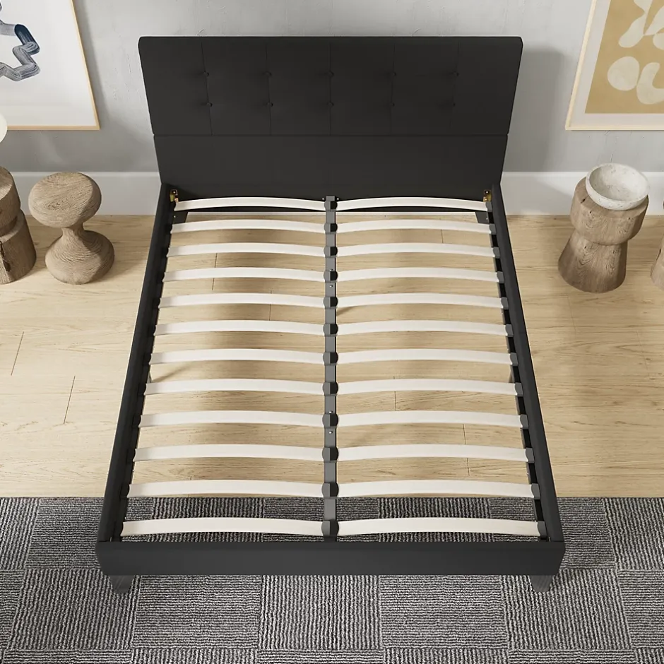 November Sleep Lit 120x190 cm avec tête de lit tissu noir Clearance