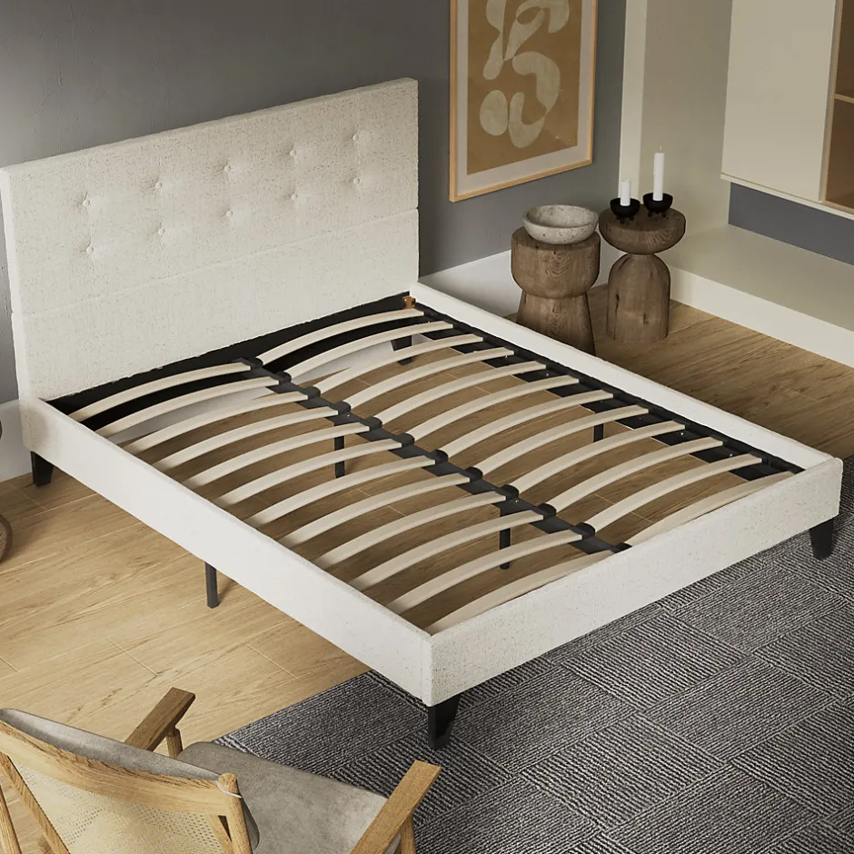 November Sleep Lit 140x190 cm avec tête de lit tissu lin