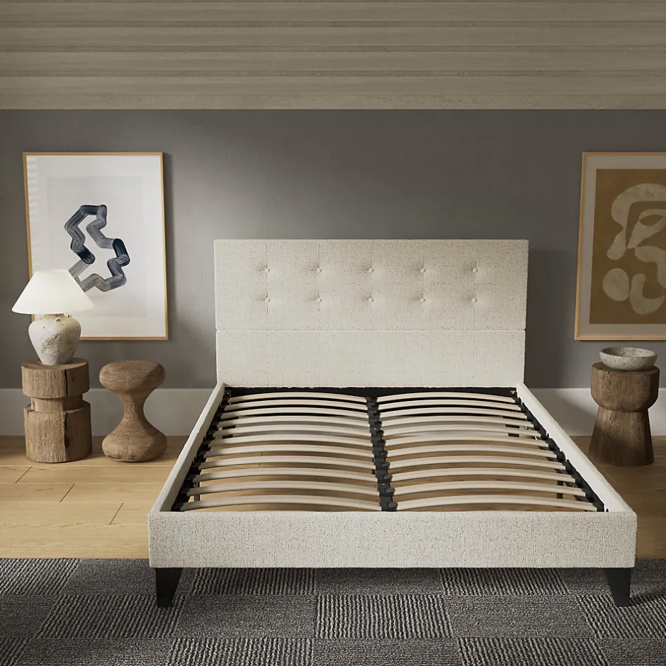 November Sleep Lit 140x190 cm avec tête de lit tissu lin