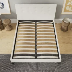 November Sleep Lit 160x200 cm avec tête de lit tissu lin Sale