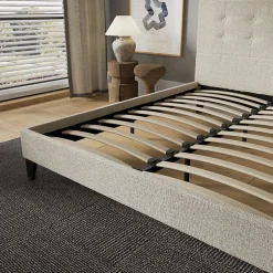 November Sleep Lit 120x190 cm avec tête de lit tissu lin Clearance