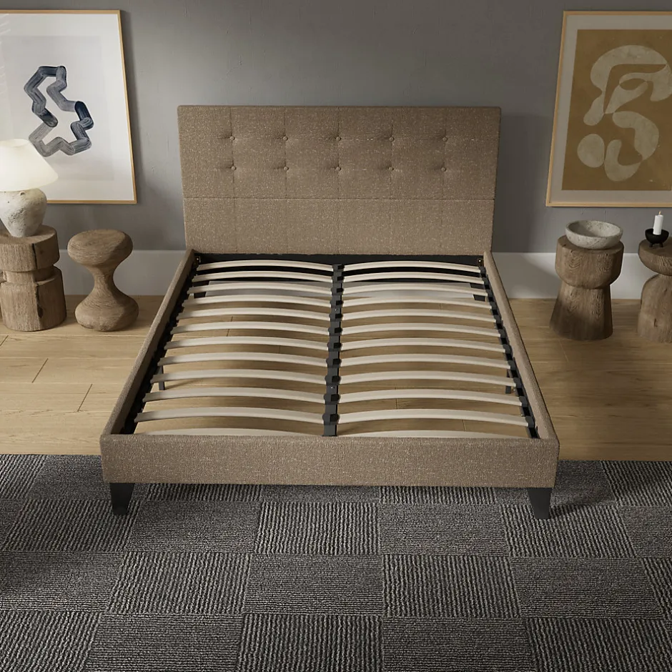 November Sleep Lit 120x190 cm avec tête de lit tissu brun