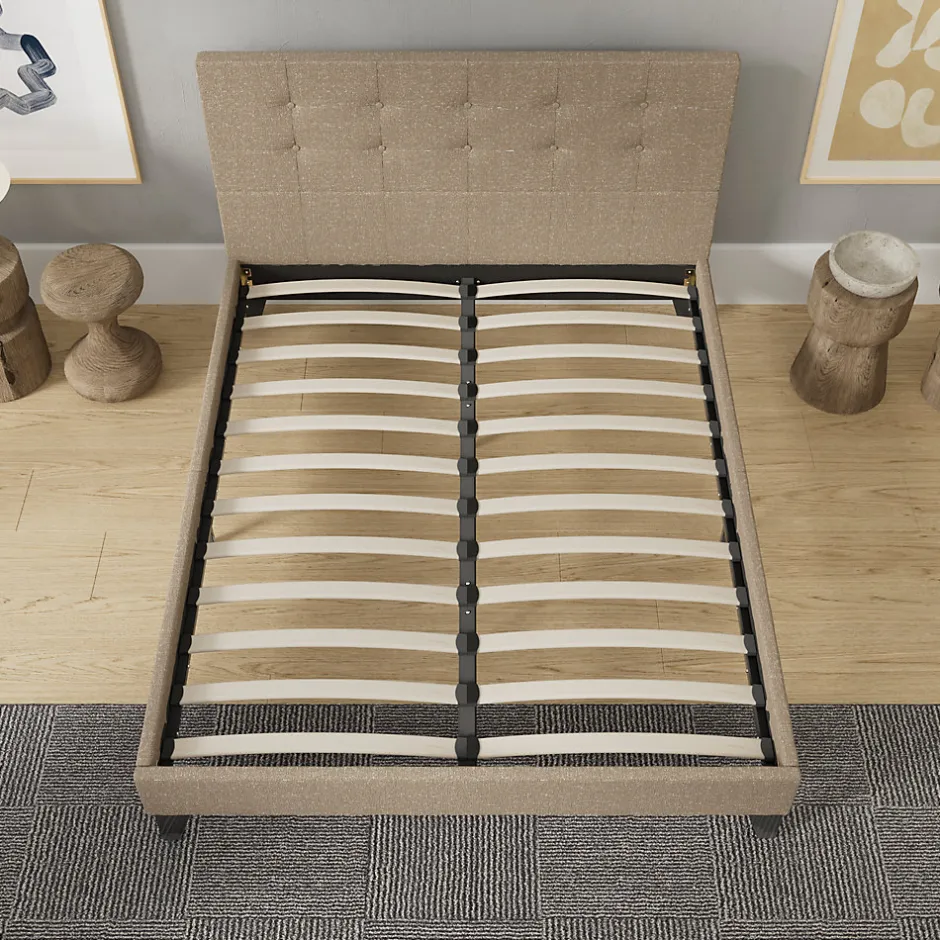 November Sleep Lit 120x190 cm avec tête de lit tissu brun