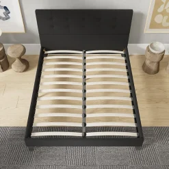 November Sleep Lit 160x200 cm avec tête de lit tissu noir