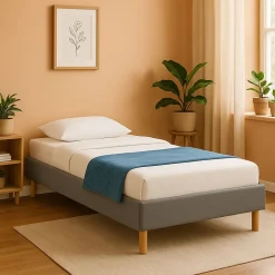 Nuits D'Or Gregory - Solide et Confortable Sommier Tapissier Gris + Pieds en 20 cm pour Matelas en 70x190-13 Lattes - Montage Rapi Sale