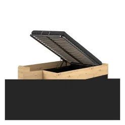 Parisot ODYSSEE Lit adulte - 140x200 cm - Avec coffre relevable - Décor chene et noir - L 166,2 x 66,5 x 205,8 cm Sale