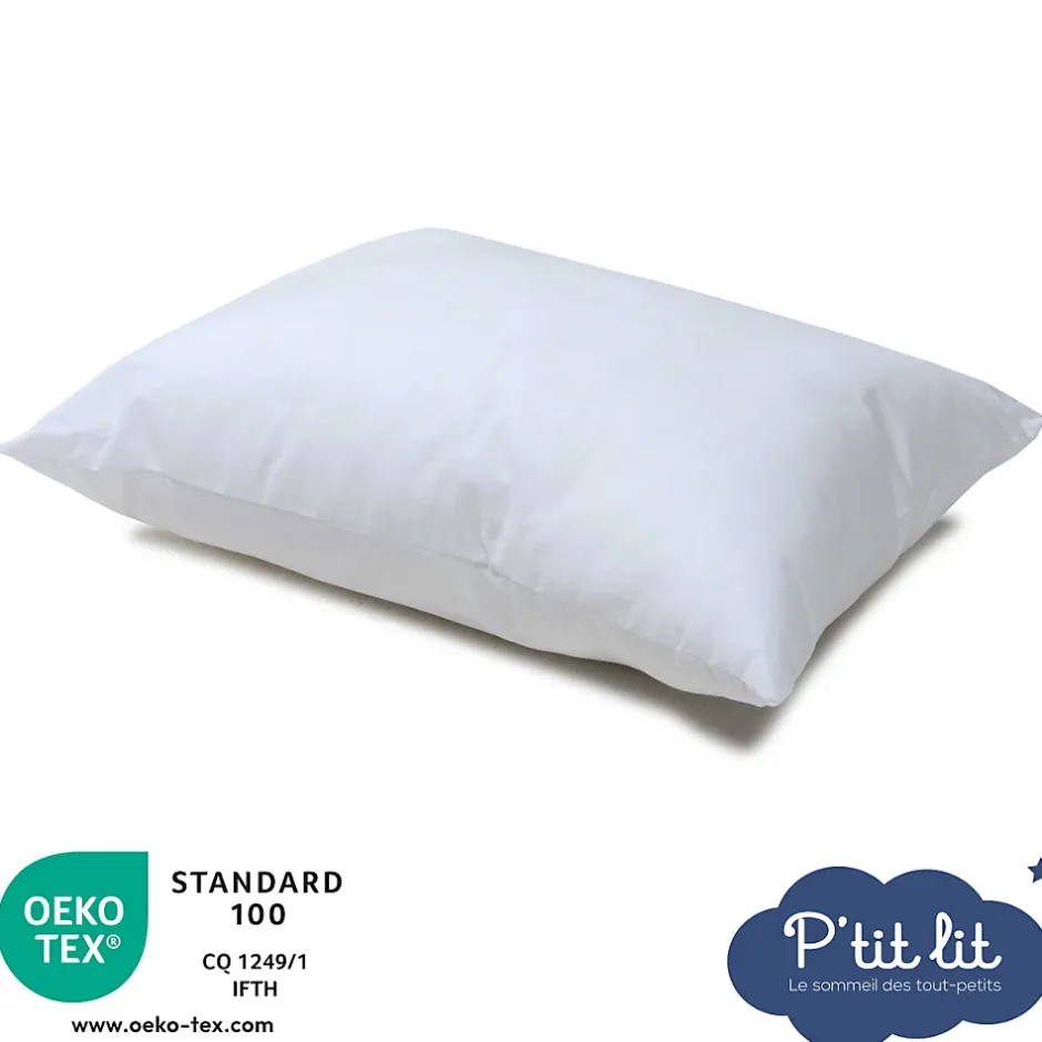 P’Tit Lit Oreiller Bébé - Coussin Enfant 40x60 cm - Enveloppe 100% Coton - Anti Acariens - Hypoallergénique - Oeko Tex- Conception Française New