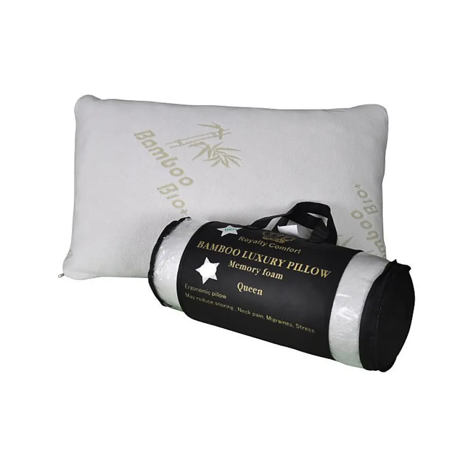 Herzberg Oreiller de luxe en bambou Queen 50x76cm HG5076BM-blanc