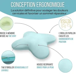 Inphysio Oreiller en forme de papillon avec gel rafraîchissant - 53x43x12 - MULTIPOSITIONS