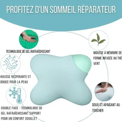 Inphysio Oreiller en forme de papillon avec gel rafraîchissant - 53x43x12 - MULTIPOSITIONS