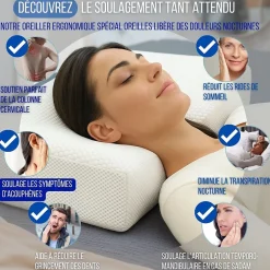 Inphysio Oreiller ergonomique anti-rides, anti-acouphène - extra grande - 65x42x10 - ERGO Discount