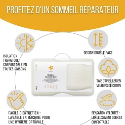 Inphysio Oreiller ergonomique cervical - deux hauteurs différentes - taie d'oreiller en coton - DUO PREMIUM