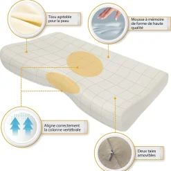 Inphysio Oreiller ergonomique de luxe avec taie d'oreiller rafraîchissante 3 taies d'oreiller Sale