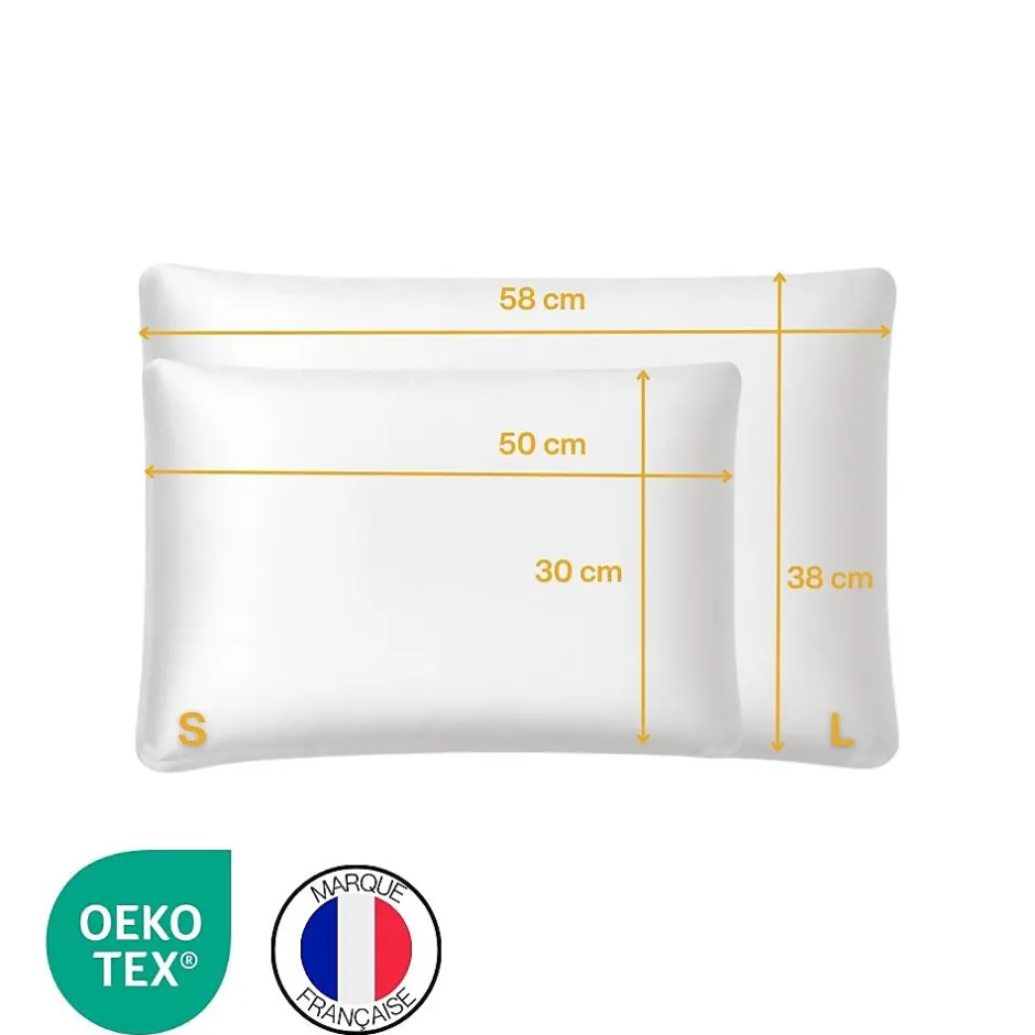Inphysio Oreiller extra plat pour personnes qui dorment sur le ventre s et taie en satin extra 50x30x5,5
