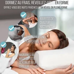 Inphysio Oreiller gel rafraîchissant rectangulaire double face, ergonomique, mémoire de forme, 60x40 cm