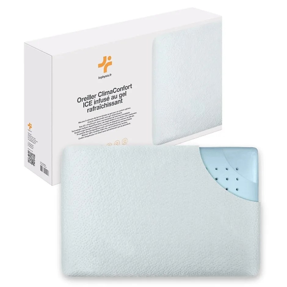 Inphysio Oreiller infusé au gel rafraîchissant - 60x40 - ClimaConfort ICE