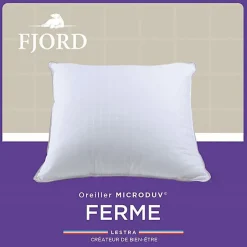 Lestra Oreiller Fjord Microduv ferme satin carreaux blanc 50x70