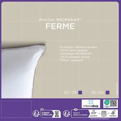 Lestra Oreiller Fjord Microduv ferme satin carreaux blanc 50x70