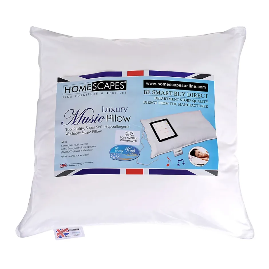 Homescapes Oreiller musical synthétique microfibre confort moelleux blanc 65 x 65 cm -