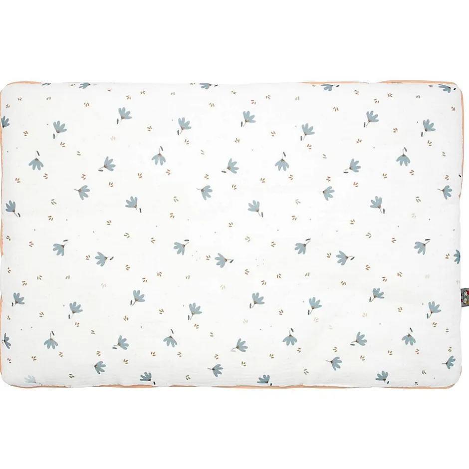 Sevira Kids Oreiller plat réversible en gaze de coton Bleuet