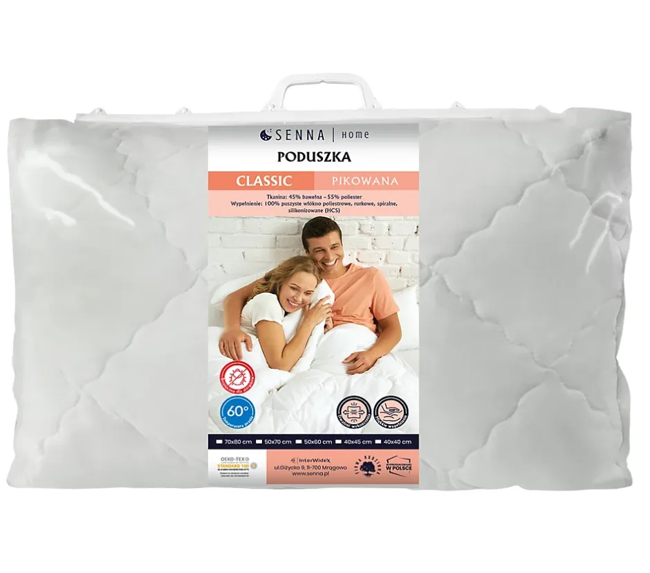 Senna Home Oreiller 50x60 CLASSIC QUILTED Blanc New