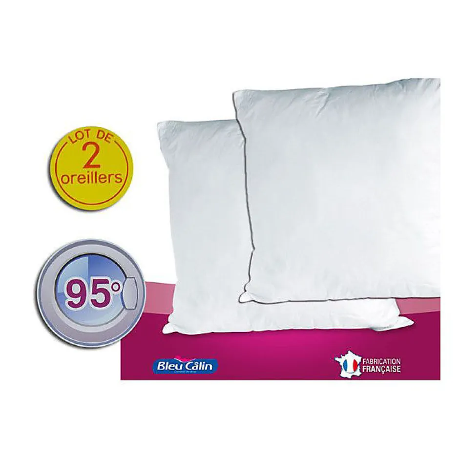 Bleu Calin Oreillers Hygiafil 60 x 60 cm lot de 2
