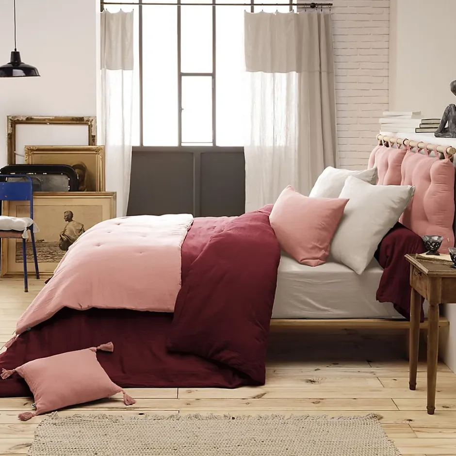 Altobuy OUREA - Chemin de Lit 90x200cm Capitonné Gaze de Coton Guimauve Outlet