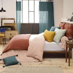 Altobuy OUREA - Chemin de Lit 90x200cm Capitonné Gaze de Coton Terracotta Sale