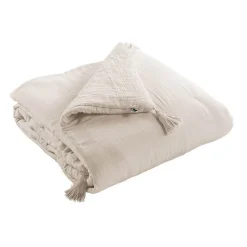 Altobuy OUREA - Chemin de Lit 90x200cm Capitonné Gaze de Coton Pampa