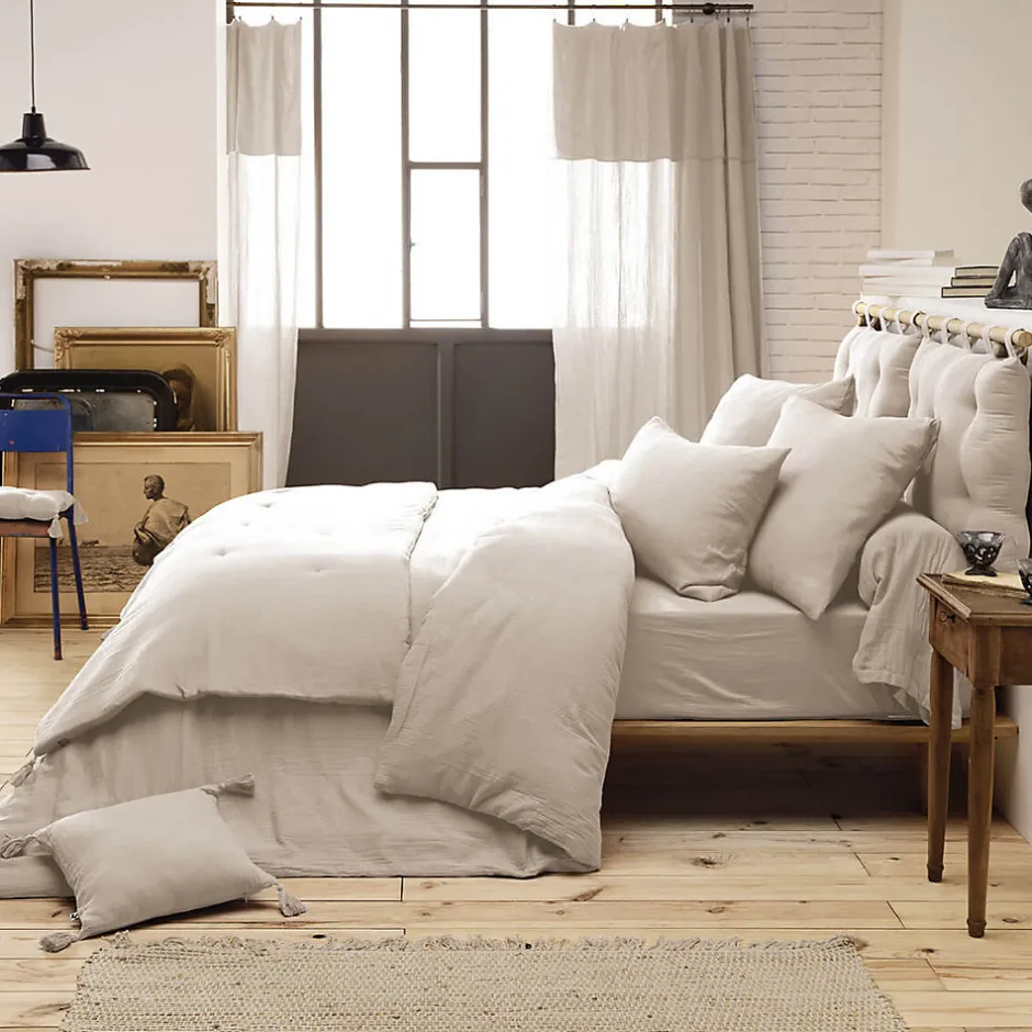 Altobuy OUREA - Chemin de Lit 90x200cm Capitonné Gaze de Coton Pampa