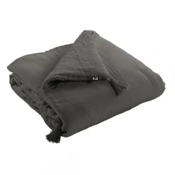 Altobuy OUREA - Couvre-pied 150x150cm Capitonné Gaze de Coton Granit