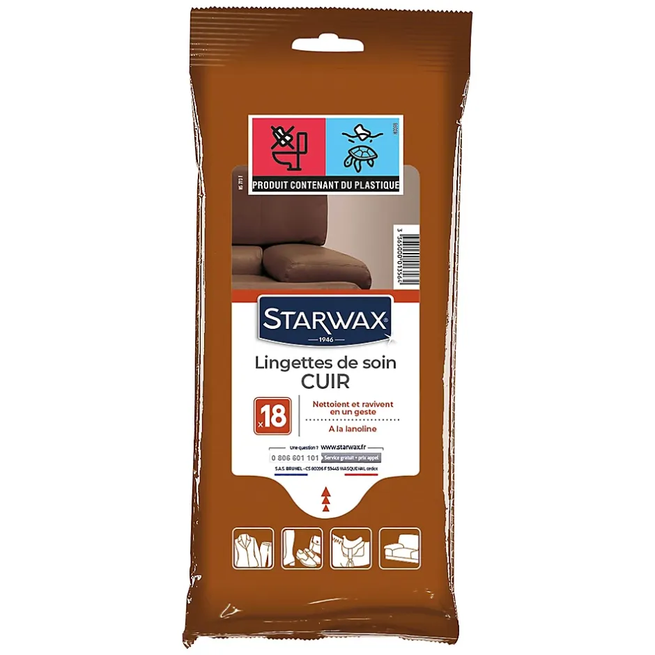 Starwax Pack 18 lingettes de soin cuir Hot