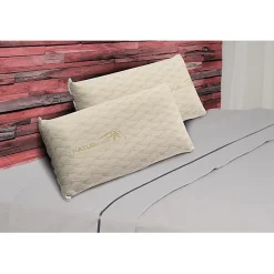 Eccox Pack 2 Oreillers Visco Natur Care 150 x 40 cm Medium Firm - Noyau Viscoélastique - Housse amovible - Couleur Beige.